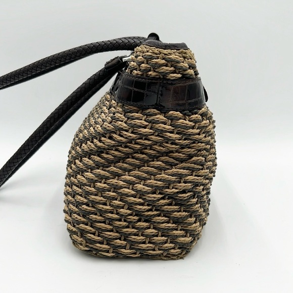 BRIGHTON WOMEN’S WOVEN CROC EMBOSSED PURSE HANDBAG SATCHEL LARGE - Picture 3 of 11